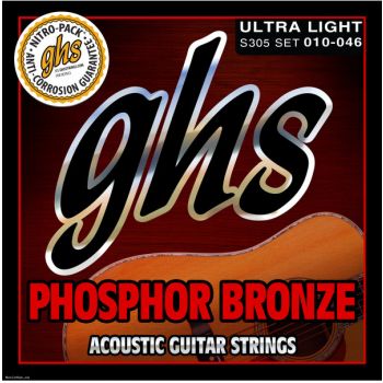 Stygos akustinei gitarai GHS Phosphor Bronze 10-46 S305