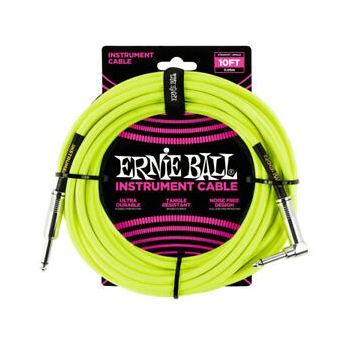 Laidas Ernie Ball Braided Straight Angle Instrument Cable Neon Yellow 3m