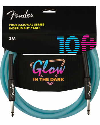 Instrumentinis laidas Fender Professional Glow in the Dark Cable, Blue 10'